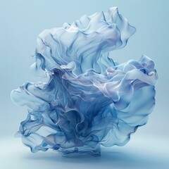 Wall Mural - Blue abstract 3D rendering of a flowing cloth