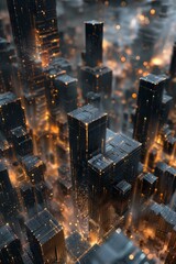 Canvas Print - futuristic city with glowing lights