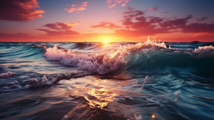 Wall Mural - Beautiful sunset over the ocean