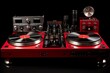 © Adobe Contributor - Red turntable setup with mixer and effects