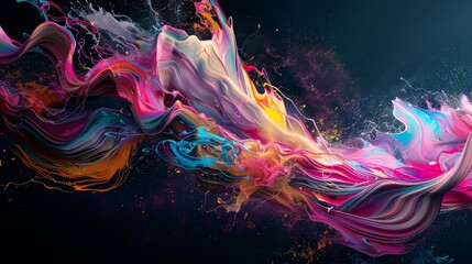 Wall Mural - Sweeping waves of vibrant digital paint