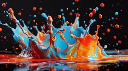 Wall Mural - Vibrant dance of paint splashes on canvas