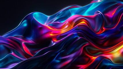 Wall Mural - Vibrant digital waves in neon colors