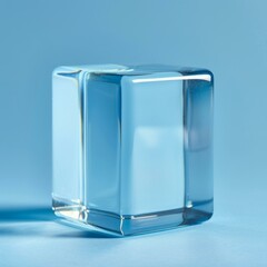 Sticker - glass cube on blue background