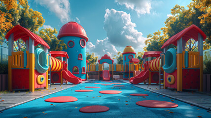 playground background,3d cartoon,generative ai