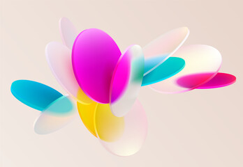 Wall Mural - colorful circles and ovals. art geometric shapes in glass morphism style. abstract vector design ele