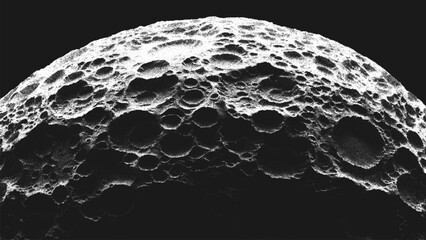 Canvas Print - Moon or asteroid in stippling style with many impact craters. Rocky satellite covered by lunar craters. Retro styled dotwork. Pointillism. Noisy grainy shading using dots. Vector illustration