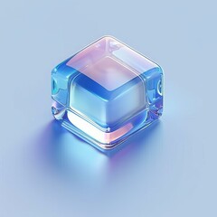 Wall Mural - Blue and purple translucent cube on blue background