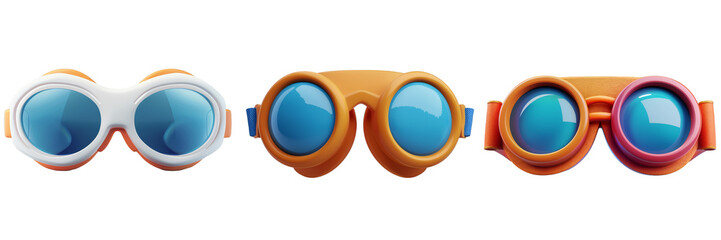 png goggles 3d icons and objects collection, in cartoon style minimal on transparent, white backgrou