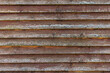 Old  grungy wooden wall with lichen on brown weathered boards