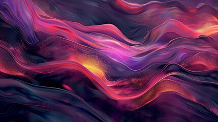 Wall Mural - Vivid color waves of digital silk in a neon dance