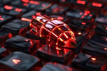 keyboard keys forming hand grenade shape concept of cyber warfare or hacking 3d illustration