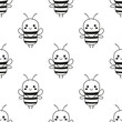 outline cartoon bee seamless pattern