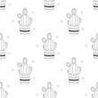 seamless pattern with outline cactus