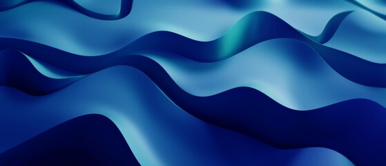 Poster - Abstract texture blue colored color background banner panorama long with 3d geometric waving waves curves gradient shapes for website, business, print design template paper pattern illustration
