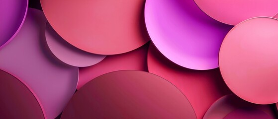 Aufkleber - Abstract pink circular paper cut overlapping paper circles texture background banner panorama for webdesign or business.