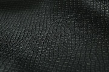 Canvas Print - Black natural leather as background, closeup view