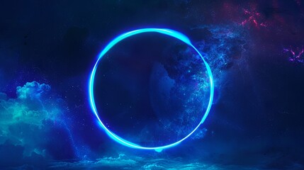Wall Mural - ethereal space circle in vibrant cosmic cloudscape