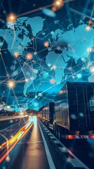 logistics international delivery concept, world map with logistic network distribution on background