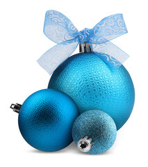 Wall Mural - Beautiful light blue Christmas balls isolated on white