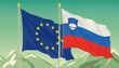 slovenia flag and european union flag