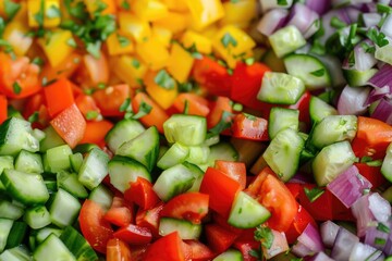 Canvas Print - Freshly chopped vegetables on a plate, suitable for healthy eating concepts