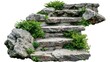 © MUCHIB - Cut out stairs made of large stone steps. Staircase lined with green plants for landscaping