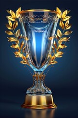a golden trophy against a blue backdrop, perfect for sports events or competitions