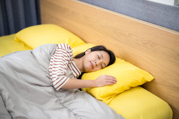 Poster - Woman sleep on bed at home