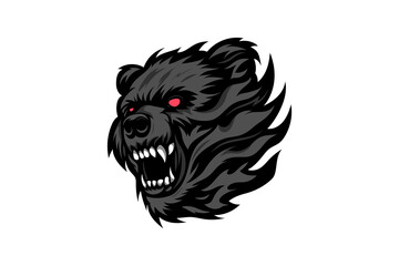 Wall Mural - Vector of angry roaring grizzly bear head