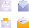 © nsit0108 - Restore password icons set cartoon vector. Recovery of password for account. Internet information security