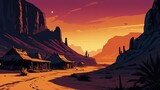 Fototapeta Kosmos - Wallpaper Cartoon styles, Wild West