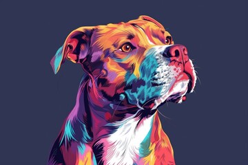 Canvas Print - Close up of a dog on a blue background, suitable for pet-related designs