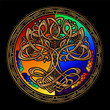 Yggdrasil tree of life Celtic sacred symbol. Celtic astronomy is a magical symbol of rebirth, positive energy and balance in nature. Vector tattoo, logo, print.
