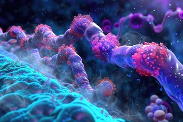 Wall Mural - detailed view of a cell in a cell wall. suitable for scientific and educational purposes