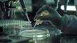 © Armin - A high-detail image portraying a scientist in a lab conducting an experiment with a pipette and petri dish