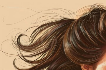 Canvas Print - A woman with long hair blowing in the wind. Suitable for beauty or hair care concepts