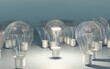 Group of light bulbs on table 3d render illustration