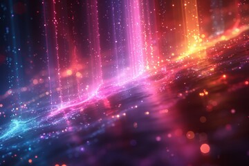 Wall Mural - artistic interpretation of light particles flowing in a colorful streak across the digital canvas