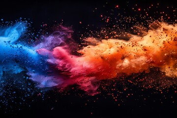 Wall Mural - a vibrant burst of colors resembling a cosmic dust cloud in a dark, space-like background