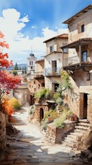 Canvas Print - A narrow street in a small Italian town