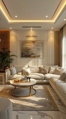 Wall Mural - Bright and Airy Living Room Design With Modern Furnishings