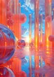 © duyina1990 - Pink and blue futuristic city with glass spheres