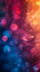 Colorful bokeh background with water drops