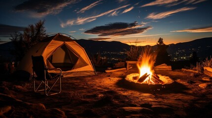 Sticker - Camping under the stars with a view of the city lights