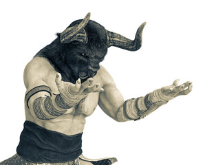 Wall Mural - minotaur is praying and singing