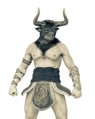 Wall Mural - minotaur is waiting in strong pose