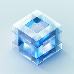 Wall Mural - Blue translucent cube