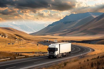 Wall Mural - Truck Traveling on Desert Road