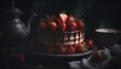 © Patrycia - Dekadenter Erdbeer-Schokoladenkuchen in einer düsteren Umgebung